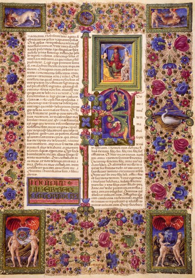 Incipit aus dem ersten Buch Samuel, aus Band I der Bibel von Borso d