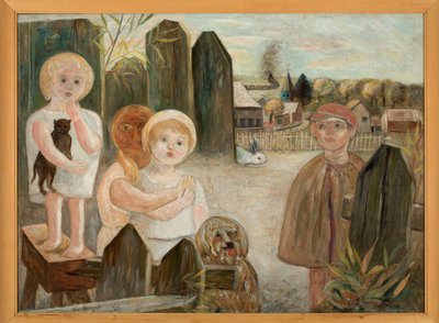 Kinder auf einem ländlichen Hof von Tadeusz Makowski