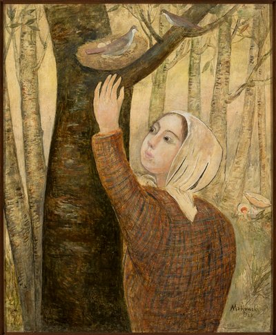 Mädchen, das nach einem Nest greift von Tadeusz Makowski