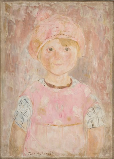 Mädchen im rosa Kleid und Hut von Tadeusz Makowski
