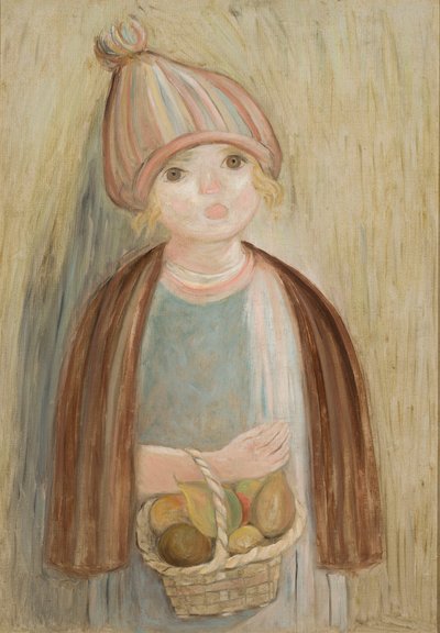 Mädchen mit einem Korb voller Birnen von Tadeusz Makowski