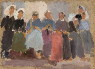 Strickende Frauen - Skizze von Tadeusz Makowski