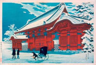Das rote Tor von Hongo im Schnee von Takahashi Hiroaki