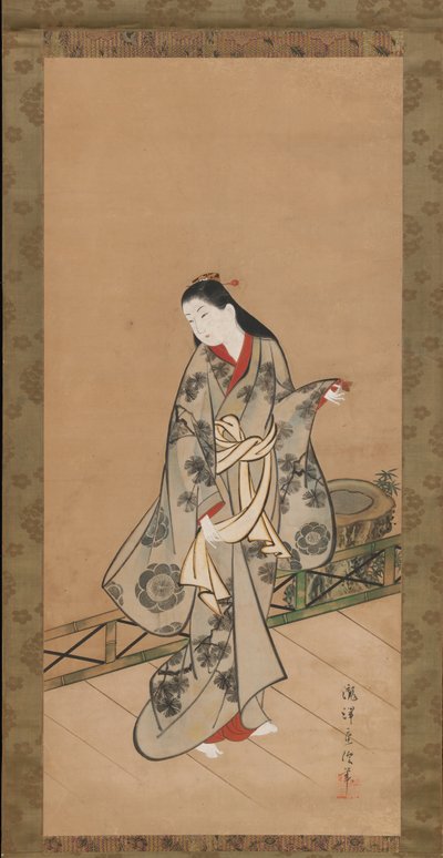 Frau auf der Veranda von Takizawa Shigenobu