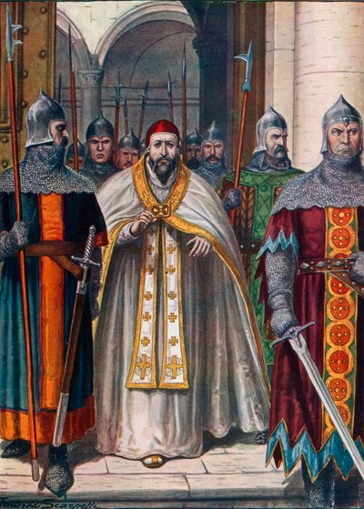 Papst Martin I. gezwungen, Rom auf Befehl von Kaiser Constans zu verlassen von Tancredi Scarpelli