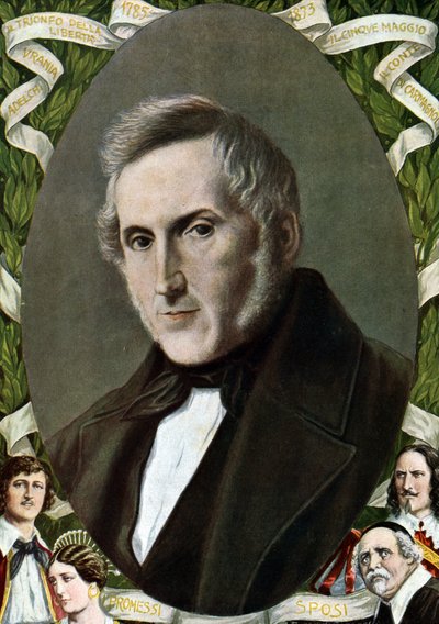 Porträt von Alessandro Manzoni (1785 - 1873), italienischer Schriftsteller Illustration von Tancredi Scarpelli (1866-1937) aus „Storia d