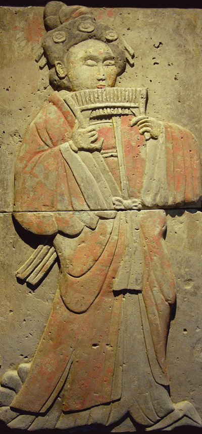 Terrakotta-Stele mit Musiker, Tang-Dynastie von Tang Dynasty Chinese School