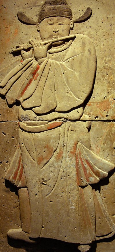 Terrakotta-Stele mit Musiker, Tang-Dynastie von Tang Dynasty Chinese School