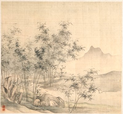 Einzelner Kranich im Bambushain von Tao Hong