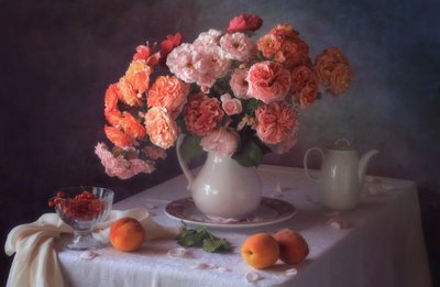 Pfirsiche und Gartenrosen von Tatyana Skorokhod