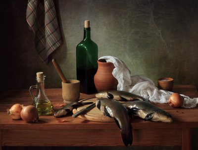 Rustikales Fisch Stillleben von Tatyana Skorokhod