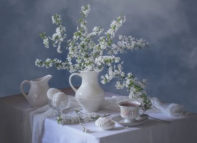 Weiße Blüten zur Teezeit von Tatyana Skorokhod