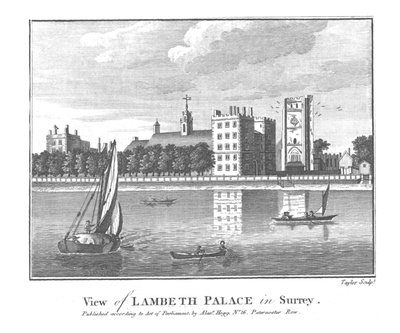 Ansicht des Lambeth Palace in Surrey, spätes 18. Jahrhundert von Taylor