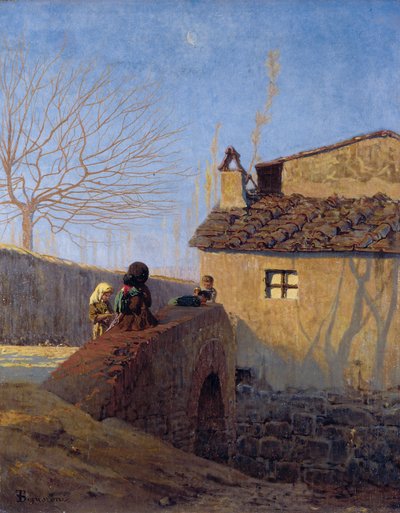 Piagentina. Die Brücke über den Affrico-Fluss, um 1861-62 von Telemaco Signorini