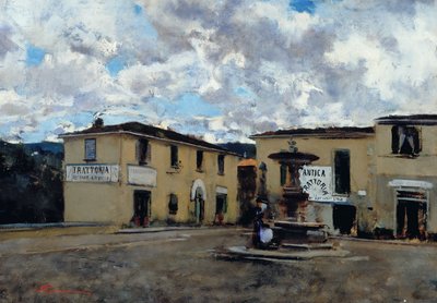 Der Platz von Settignano, ca. 1889 von Telemaco Signorini
