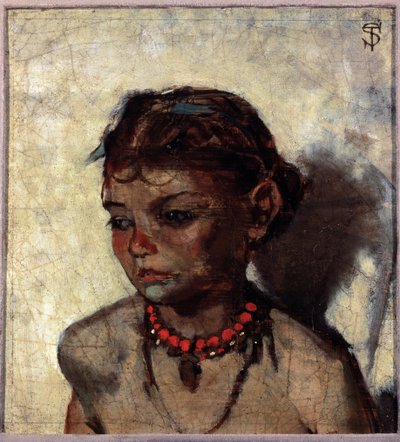 Junges Mädchen mit Korallenkette von Telemaco Signorini