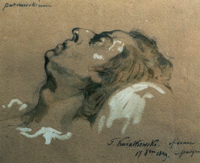 Der polnische Komponist und Pianist Frederic Chopin (1810-1840) auf seinem Sterbebett, Skizze von Teofil Kwiatkowski (1809-1891) von Teofil Kwiatkowski