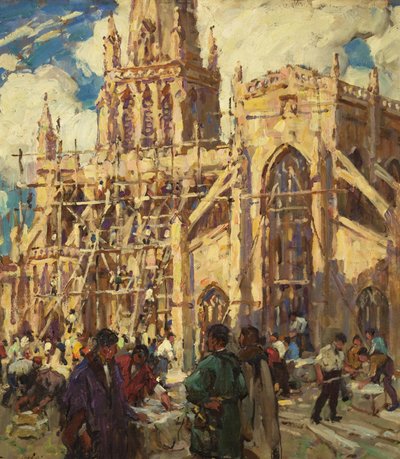 Der Wiederaufbau von St Mary Redcliffe, ca. 1920 von Terrick Williams