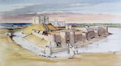 Illustration von York Castle, North Yorkshire, wie es im späten 13. Jahrhundert gewesen sein könnte von Terry Ball