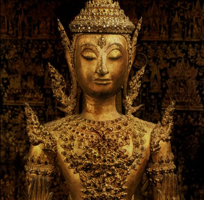 Buddha stehend in Abhaya Mudra, Rattanakosin-Stil, Mitte 19. Jahrhundert (Bronze) von Thai School