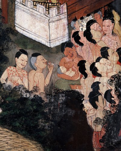 Menge beobachtet Theateraufführungen bei einer Beerdigung von Thai School
