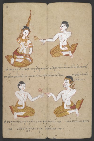 Or 16455 f.18r, Glückliche und unglückliche Kombinationen von Paaren, aus Phrommachat von Thai School