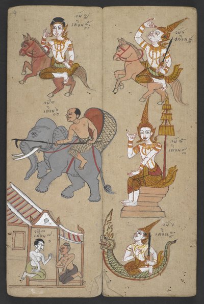 Or 16455 f.4r, Tiere aus dem Tierkreis, aus Phrommachat von Thai School