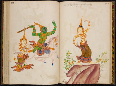 Szene aus der thailändischen Version des Vidhura-pandita Jataka von Thai School