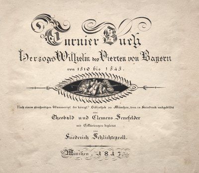 Buch über Turniere: Titelseite, 1817 von Theobald Senefelder