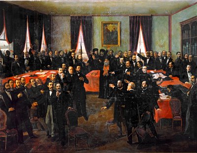 Proklamation der Vereinigung der Fürstentümer Rumäniens (Gemälde auf Leinwand) von Theodor Aman