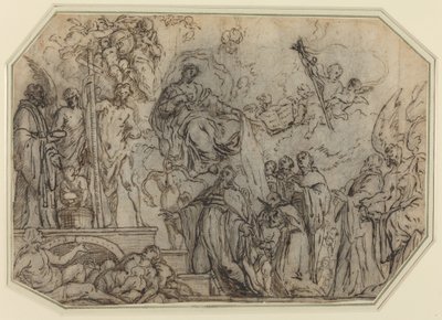 Die Dreifaltigkeit und die Jungfrau erscheinen Geistlichen von Theodor Boeyermans