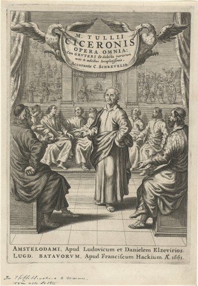 Cicero und diskutierende Figuren (Titelblatt für: Cicero, opera omnia, 1661) von Theodor Matham