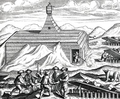 Zerlegen eines Bären am Nordpol, ca. 1600 (Gravur) von Theodor de Bry