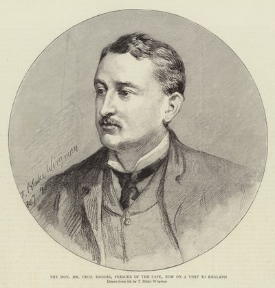 Der ehrenwerte Herr Cecil Rhodes, Premier der Kapkolonie, derzeit auf Besuch in England von Theodore Blake Wirgman