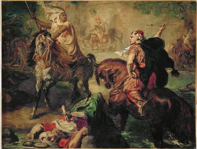 Arabische Stammesführer fordern sich zum Zweikampf heraus, unter den Stadtmauern von Theodore Chasseriau