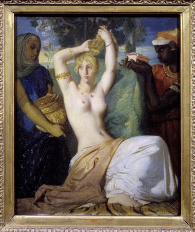 Esthers Toilette oder Esther schmückt sich, um dem persischen König vorgestellt zu werden von Théodore Chassériau