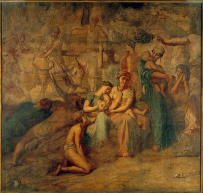 Frieden Allegorische Darstellung mit Mutter und Kind und Herden von Théodore Chassériau