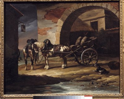 Wagen beladen mit Weinfässern oder der Haquet von Theodore Gericault