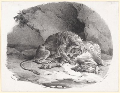 Ein von einem Löwen verschlungenes Pferd von Theodore Gericault