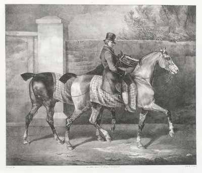 Ein Stallbursche führt zwei Pferde aus von Theodore Gericault