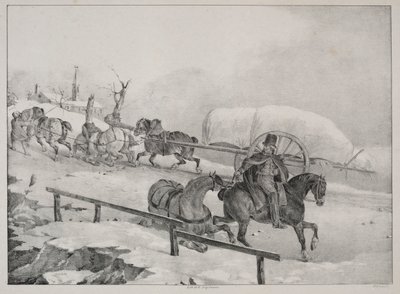 Vier verschiedene Motive: Wagen klettert einen Hügel hinauf von Theodore Gericault