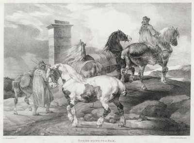 Pferde auf dem Weg zu einem Jahrmarkt von Theodore Gericault