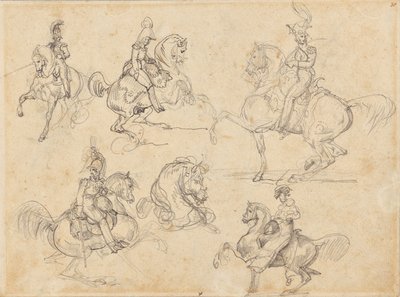 Pferde und Reiter (recto); Pferde (verso) von Theodore Gericault