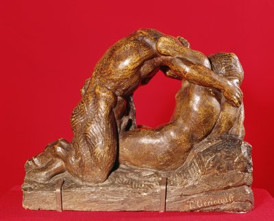 Jupiter und Antiope (erste Seite), c.1818 (Stein mit brauner Patina) von Theodore Gericault