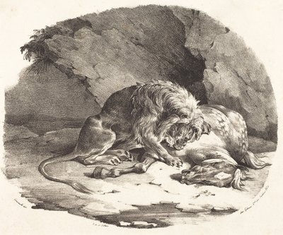 Löwe verschlingt ein Pferd von Theodore Gericault