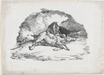 Löwe, der ein Pferd verschlingt von Theodore Gericault