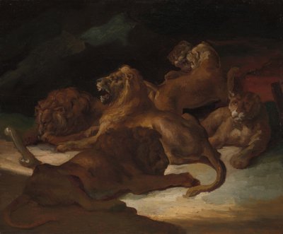Löwen in einer bergigen Landschaft, ca. 1818-20 von Theodore Gericault