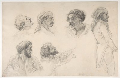 Sechs Studien für Corréard und Savigny im "Floß der Medusa" von Theodore Gericault