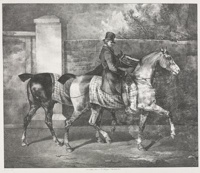 Zwei Pferde von einem Jockey trainiert von Theodore Gericault