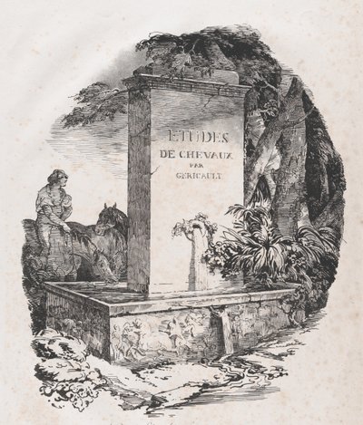 Tränke, Titelseite von Studien von Pferden Etudes de Chevaux von Theodore Gericault